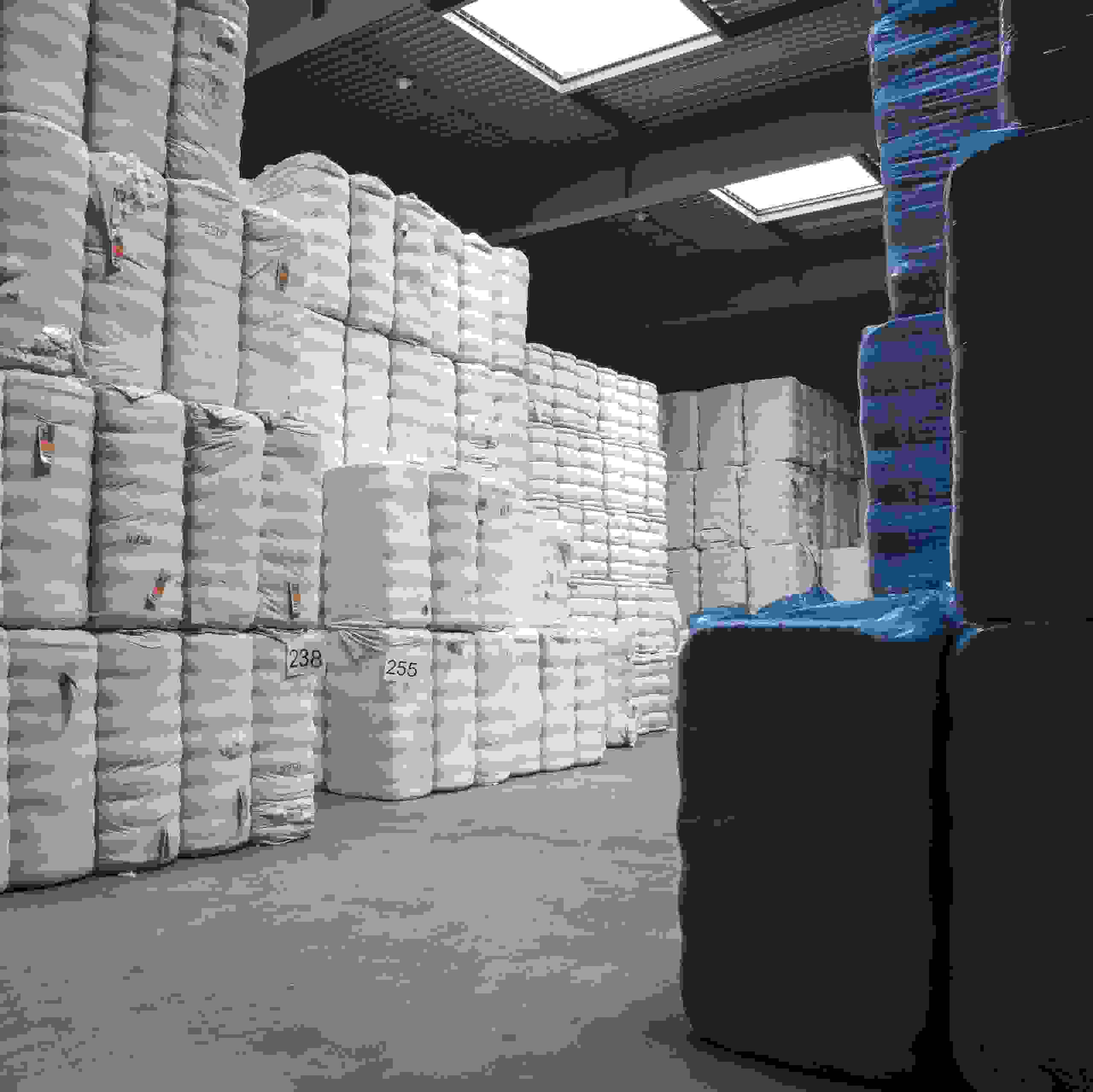 Cotton Bales Stored in Warehouse